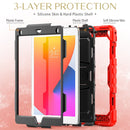 Shockproof Colorful Silicone + Black PC Tablet Protective Case with Holder & Shoulder Strap For iPad 9.7 2018 / 2017(Red)