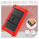 Shockproof Colorful Silicone + Black PC Tablet Protective Case with Holder & Shoulder Strap For iPad 9.7 2018 / 2017(Red)
