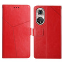For Huawei P50 Pro Y Stitching Horizontal Flip Leather Phone Case with Holder & Card Slots & Wallet & Photo Frame(Red)