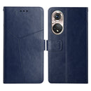 For Huawei P50 Pro Y Stitching Horizontal Flip Leather Phone Case with Holder & Card Slots & Wallet & Photo Frame(Blue)
