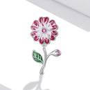 S925 Sterling Silver Pink Flower Beads DIY Bracelet Necklace Accessories
