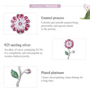 S925 Sterling Silver Pink Flower Beads DIY Bracelet Necklace Accessories