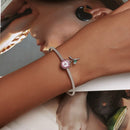 S925 Sterling Silver Pink Flower Beads DIY Bracelet Necklace Accessories