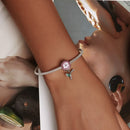 S925 Sterling Silver Pink Flower Beads DIY Bracelet Necklace Accessories