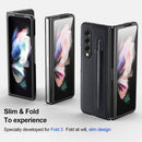 For Samsung Galaxy Z Fold3 5G GKK Foldable Litchi Texture PU + PC Phone Case with Pen Slot(Grey)