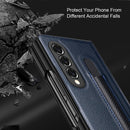 For Samsung Galaxy Z Fold3 5G GKK Foldable Litchi Texture PU + PC Phone Case with Pen Slot(Grey)