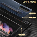 For Samsung Galaxy Z Fold3 5G GKK Foldable Litchi Texture PU + PC Phone Case with Pen Slot(Grey)