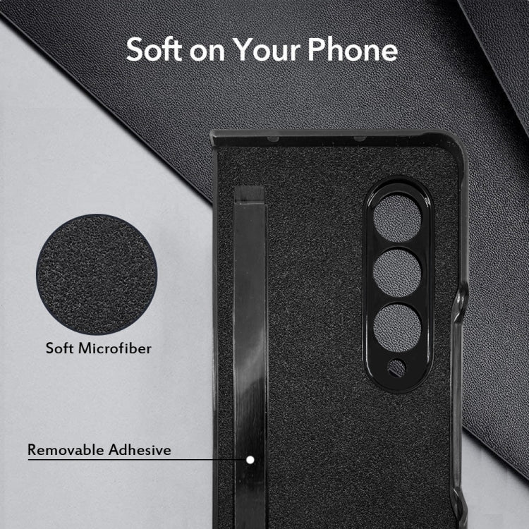 For Samsung Galaxy Z Fold3 5G GKK Foldable Litchi Texture PU + PC Phone Case with Pen Slot(Black)