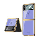 For Samsung Galaxy Z Flip3 5G GKK Elk Electroplating Glass Shell Film Integrated Phone Case(Purple)