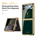 For Samsung Galaxy Z Flip3 5G GKK Elk Electroplating Glass Shell Film Integrated Phone Case(Emerald)