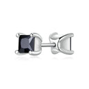 S925 Sterling Silver Black Square Zirconium Ear Studs Women Earrings