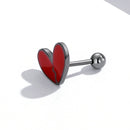 S925 Sterling Silver Dark Heart Ear Studs Women Earrings