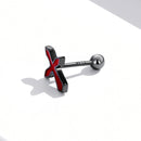 S925 Sterling Silver Dark Cross Ear Studs Women Earrings