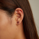 S925 Sterling Silver Dark Cross Ear Studs Women Earrings