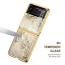 For Samsung Galaxy Z Flip3 5G GKK Marble Pattern Electroplating Glass Phone Case(Marble 06)