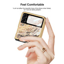 For Samsung Galaxy Z Flip3 5G GKK Marble Pattern Electroplating Glass Phone Case(Marble 02)