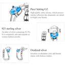 S925 Sterling Silver Blue Zircon Ear Studs Women Earrings