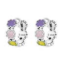 S925 Sterling Silver Colorful Four-leaf Clover Women Earrings