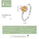 S925 Sterling Silver Orange Ladybug Women Open Ring