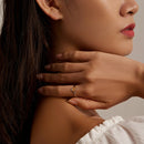 S925 Sterling Silver Orange Ladybug Women Open Ring