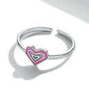 S925 Sterling Silver Colorful Heart Women Open Ring