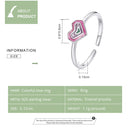 S925 Sterling Silver Colorful Heart Women Open Ring