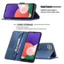 For Samsung Galaxy A22 5G Magnetic Clasp RFID Blocking Anti-Theft Leather Case with Holder & Card Slots & Wallet(Blue)