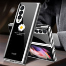 For Samsung Galaxy Z Fold3 5G GKK Electroplating Painted Tempered Glass Phone Case(Daisy)