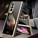 For Samsung Galaxy Z Fold3 5G GKK Electroplating Painted Tempered Glass Phone Case(Golden Wings)