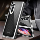 For Samsung Galaxy Z Fold3 5G GKK Electroplating Painted Tempered Glass Phone Case(Carbon Fiber Texture)