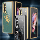 For Samsung Galaxy Z Fold3 5G GKK Electroplating Painted Tempered Glass Phone Case(Daisy)