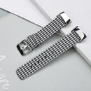 For Fitbit Charge 5 Nylon Canvas Watch Band(Black White Grid)