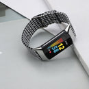 For Fitbit Charge 5 Nylon Canvas Watch Band(Black White Grid)
