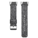 For Fitbit Charge 5 Nylon Canvas Watch Band(Black Grey)