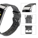 For Fitbit Charge 5 Nylon Canvas Watch Band(Black Grey)