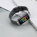 For Fitbit Charge 5 Nylon Canvas Watch Band(Black Grey)