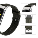For Fitbit Charge 5 Nylon Canvas Watch Band(Dark Green)