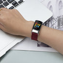 For Fitbit Charge 5 Nylon Canvas Watch Band(Black Grey)