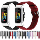 For Fitbit Charge 5 Nylon Canvas Watch Band(Black Grey)