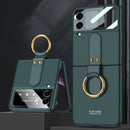 For Samsung Galaxy Z Flip3 5G GKK Ultra-thin PC Full Coverage Phone Flip Case with Ring Holder(Dark Green)