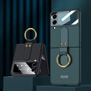 For Samsung Galaxy Z Flip3 5G GKK Ultra-thin PC Full Coverage Phone Flip Case with Ring Holder(Dark Green)