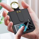 For Samsung Galaxy Z Flip3 5G GKK Ultra-thin PC Full Coverage Phone Flip Case with Ring Holder(Silver)