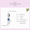 S925 Sterling Silver Hollow Wings Pendant DIY Bracelet Necklace Accessories