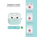 Thicken Silicone Round Bottom Earphone Protective Case with Hook For AirPods 3(Light Green)