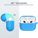 Thicken Silicone Round Bottom Earphone Protective Case with Hook For AirPods 3(Blue)