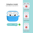Thicken Silicone Round Bottom Earphone Protective Case with Hook For AirPods 3(Blue)