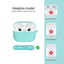 Thicken Silicone Round Bottom Earphone Protective Case with Hook For AirPods 3(Emerald Green)