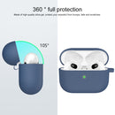 Thicken Silicone Round Bottom Earphone Protective Case with Hook For AirPods 3(Midnight Blue)