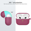 Thicken Silicone Round Bottom Earphone Protective Case with Hook For AirPods 3(Rose Red)