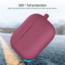 Thicken Silicone Round Bottom Earphone Protective Case with Hook For AirPods 3(Rose Red)